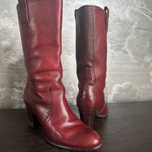 Anthro / Frye Fiona Studded Red Heeled Boots sz 8